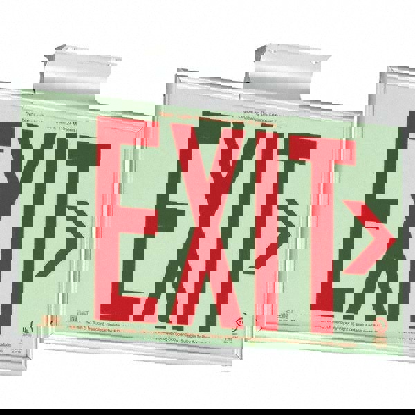 Illuminated Exit Signs; Number of Faces: 1 ; Letter Color: Red ; Housing Material: Plastic ; Housing Color: White ; Voltage: 120 V ; Battery Type: No Battery Backup
