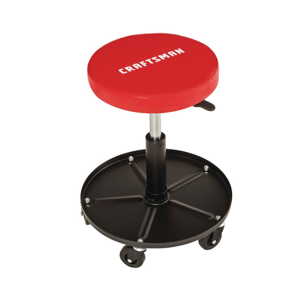 Adjustable Height Rolling Creeper Stool with Storage Tray
