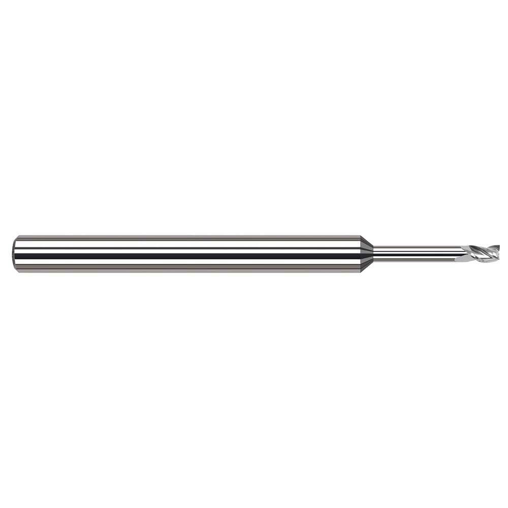 Square End Mill: 1/32'' Dia, 0.046'' LOC, 1/8'' Shank Dia, 2-1/2'' OAL, 3 Flutes, Solid Carbide