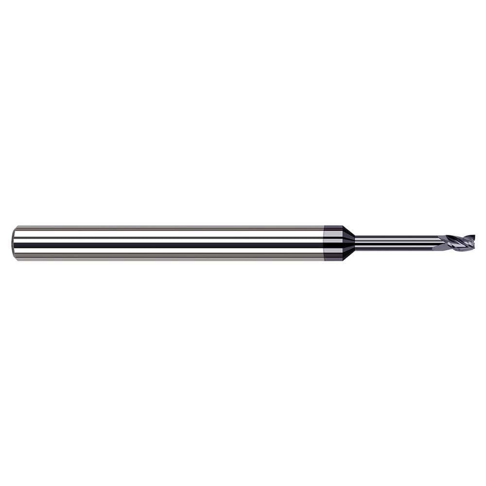 Square End Mill: 0.04'' Dia, 1/16'' LOC, 1/8'' Shank Dia, 2-1/2'' OAL, 3 Flutes, Solid Carbide