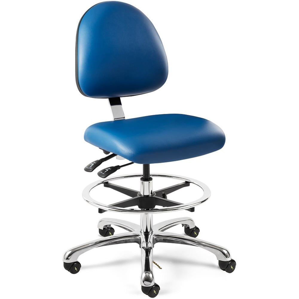 Task Chair: Vinyl, Adjustable Height, Blue