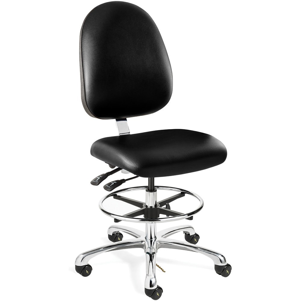 Task Chair: Vinyl, Adjustable Height, Black