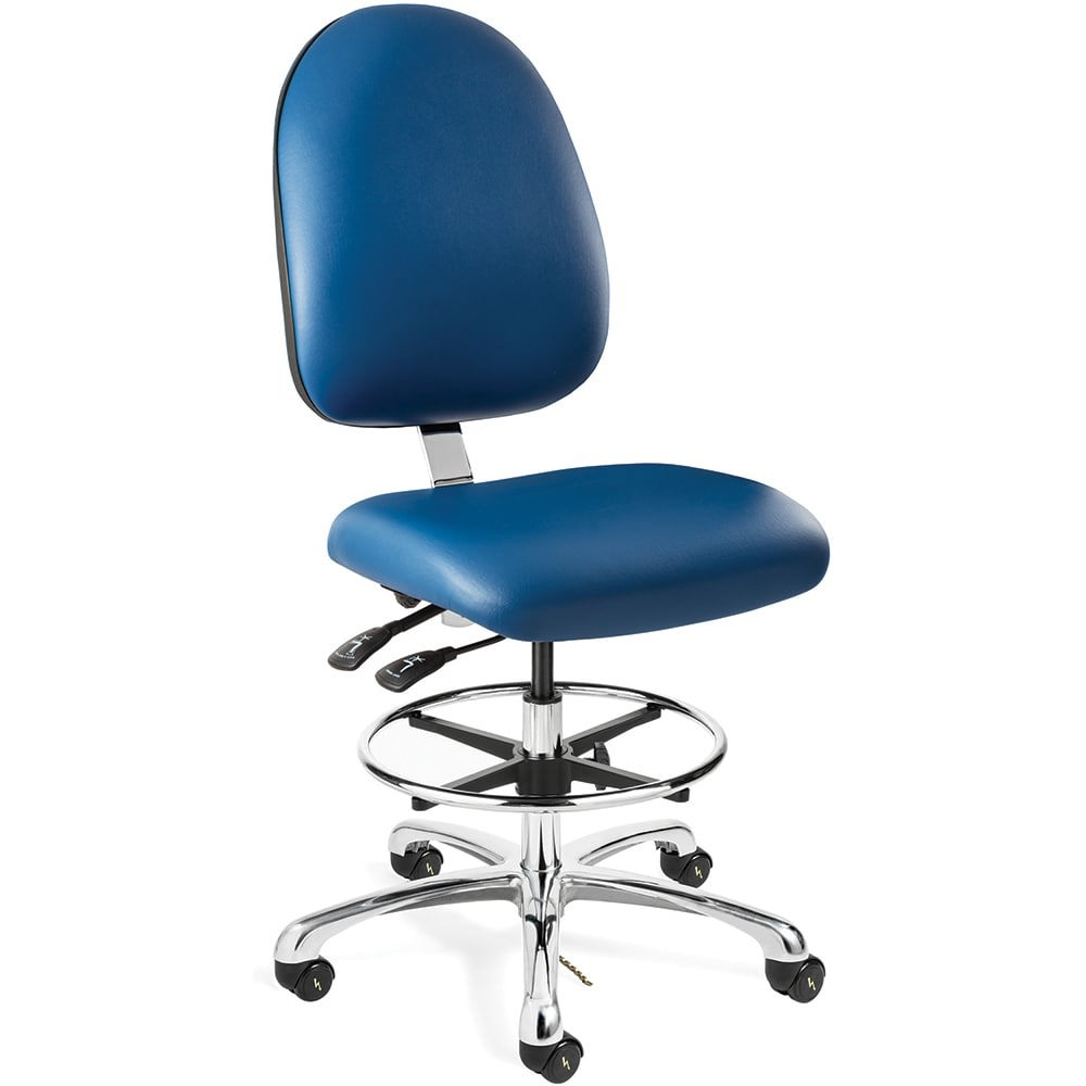 Task Chair: Vinyl, Adjustable Height, Blue