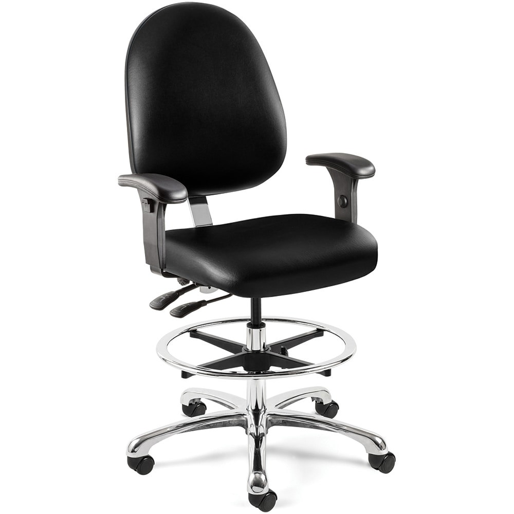 Task Chair: Vinyl, Adjustable Height, Black
