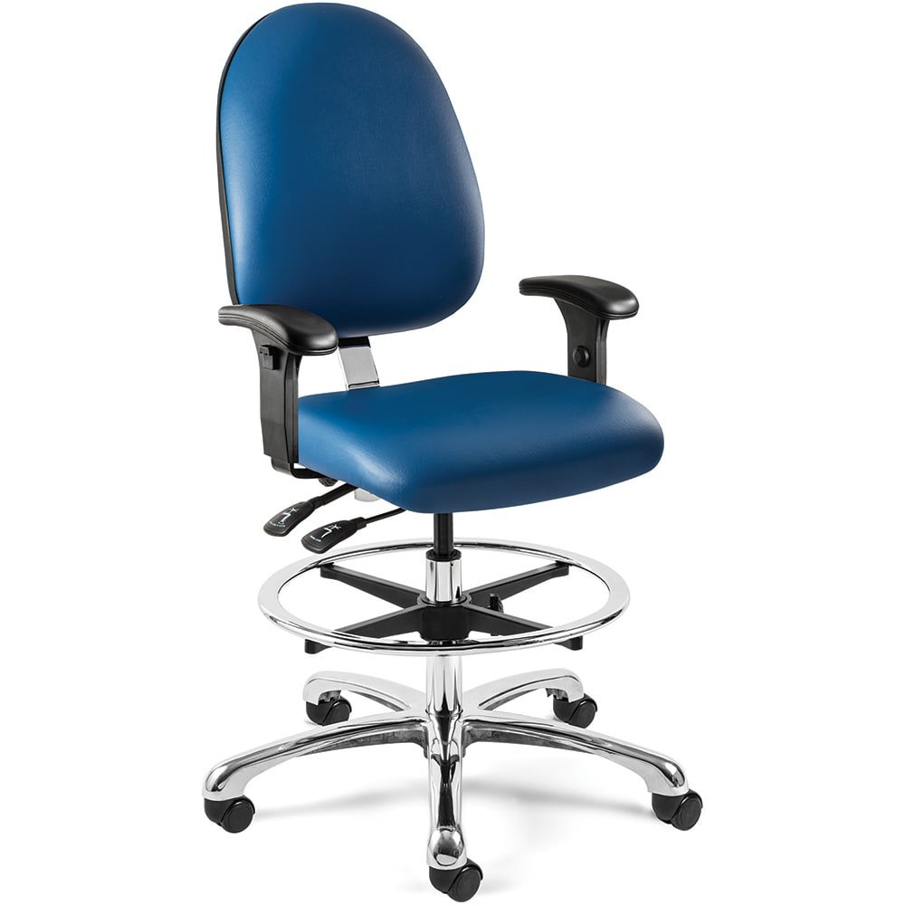 Task Chair: Vinyl, Adjustable Height, Blue