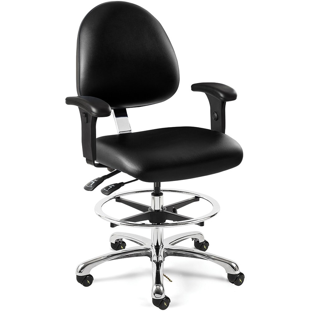 Task Chair: Vinyl, Adjustable Height, Black