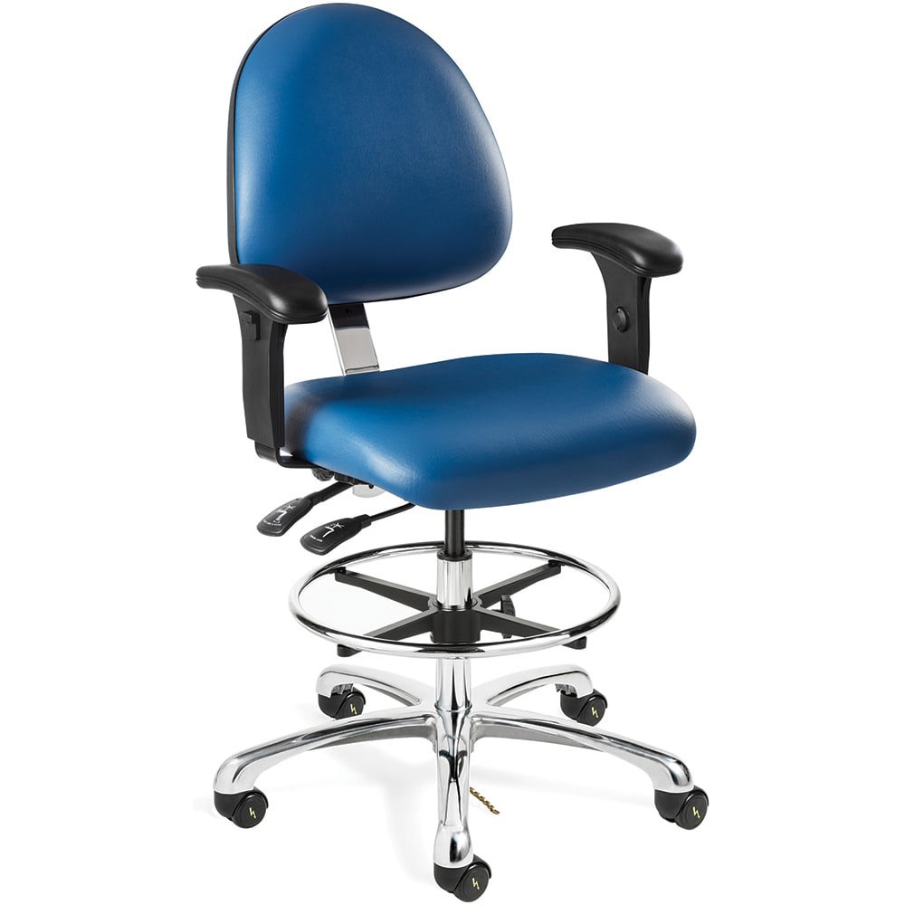Task Chair: Vinyl, Adjustable Height, Blue