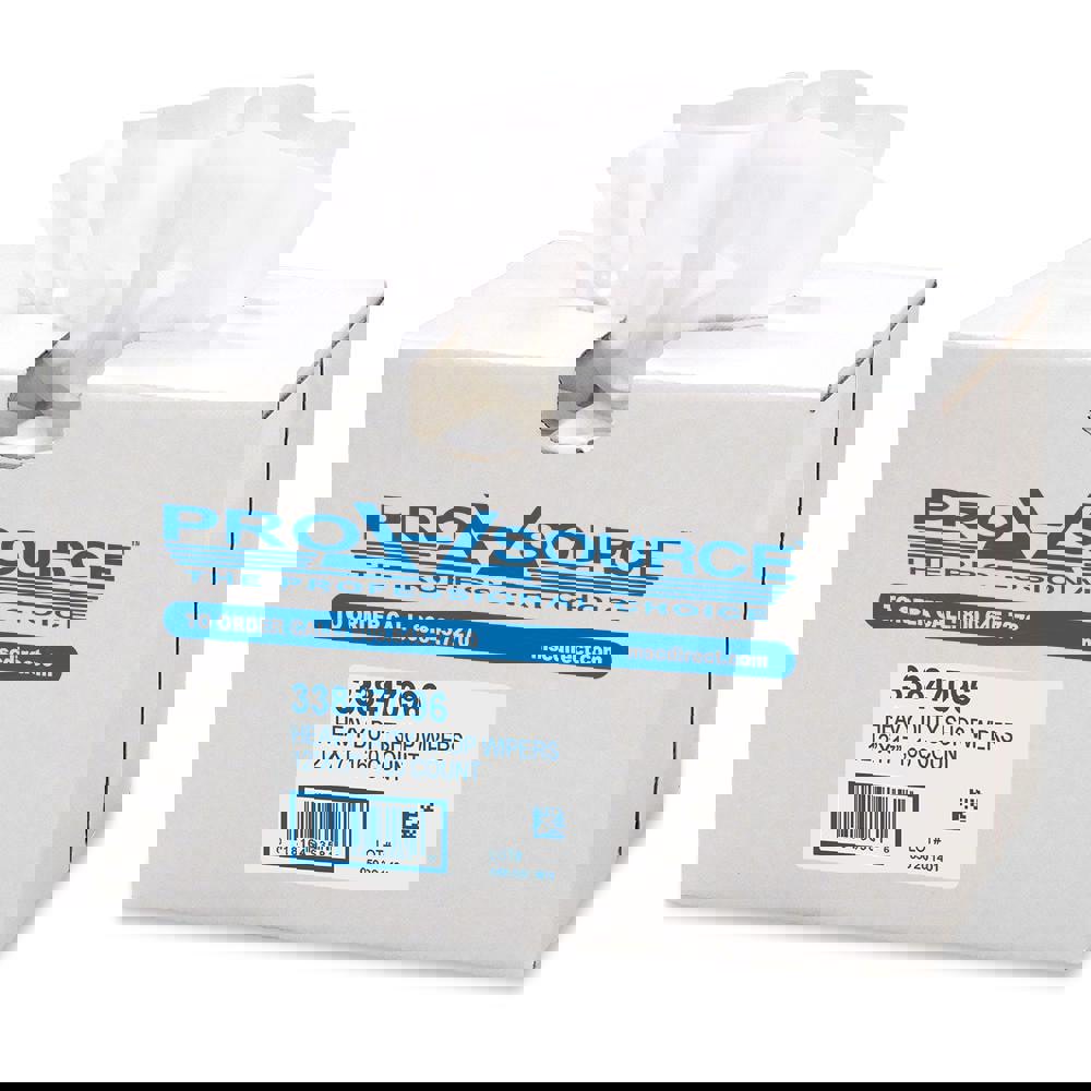 Heavy Duty Shop Wipers: Box, Dry, White, 160 Ct