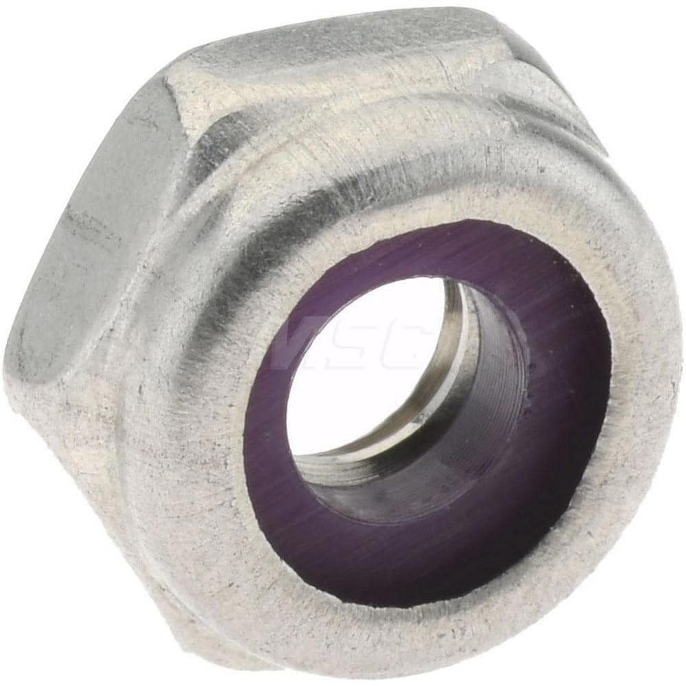Hex Lock Nut: Insert, Nylon Insert, Grade 18-8 Stainless Steel, Uncoated
