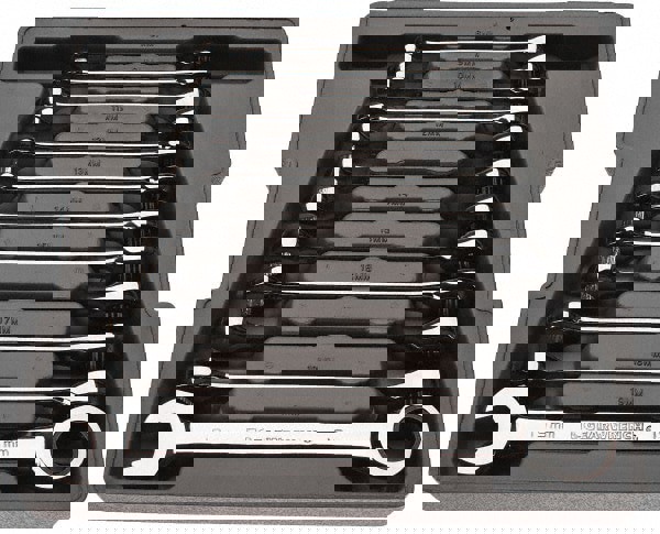 Combination Wrench Set: 12 Pc, 10 mm 11 mm 12 mm 13 mm 14 mm 15 mm 16 mm 17 mm 18 mm 19 mm 8 mm & 9 mm Wrench, Metric