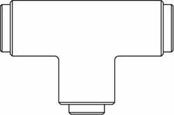Push-To-Connect Tube to Tube Tube Fitting: Tee Connector, 3/8 x 1/4
