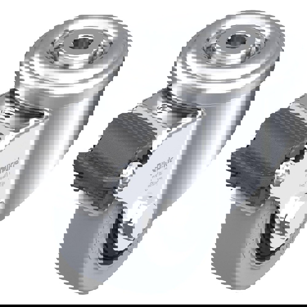 Standard Casters; Mount: Hollow Kingpin ; Caster Type: Swivel w/Brake ; Brake Type: Total-Lock Brake ; Bearing Type: Precision Ball ; Style: Double Ball ; Wheel Diameter (Inch): 2-3/8