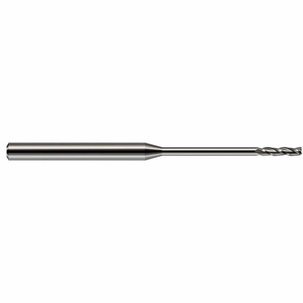 Square End Mill: 1/64'' Dia, 0.1'' LOC, 1/8'' Shank Dia, 2-1/2'' OAL, 3 Flutes, Solid Carbide