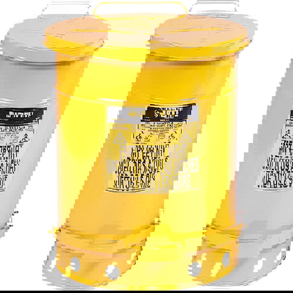 Oily Waste Cans & Receptacles; Capacity: 14.000 ; Material: Steel ; Color: Yellow; Yellow ; Opening Style: Foot Operated ; Overall Height: 20.25in ; Overall Diameter: 16.063in