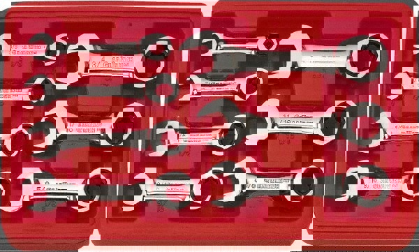 Ratcheting Combination Wrench Set: 7 Pc, 1/2