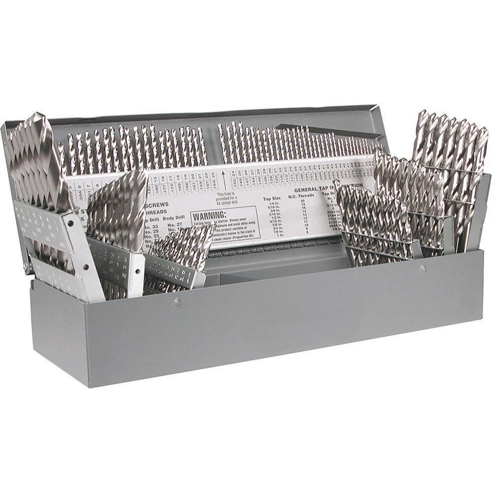Drill Bit Sets; Drill Bit Set Type: Jobber Length Drill Bits ; Tool Material: High Speed Steel ; Shank Type: Straight Shank ; Point Type: Split-Point ; Drill Point Angle: 137 ; Cutting Direction: Right Hand