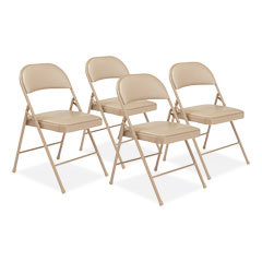 Folding Chairs; Pad Type: Padded; Vinyl ; Material: Steel; Vinyl ; Seat Color: Beige ; UNSPSC Code: 56101542