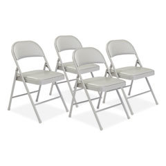 Folding Chairs; Pad Type: Padded; Vinyl ; Material: Steel; Vinyl ; Seat Color: Gray ; Frame Color: Gray ; Weight Capacity: 250lb ; Seat Depth: 15.5in