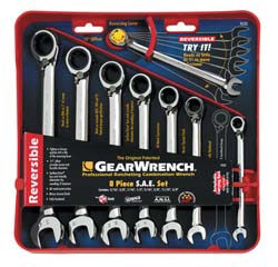 Ratcheting Combination Wrench Set: 8 Pc, 1/2