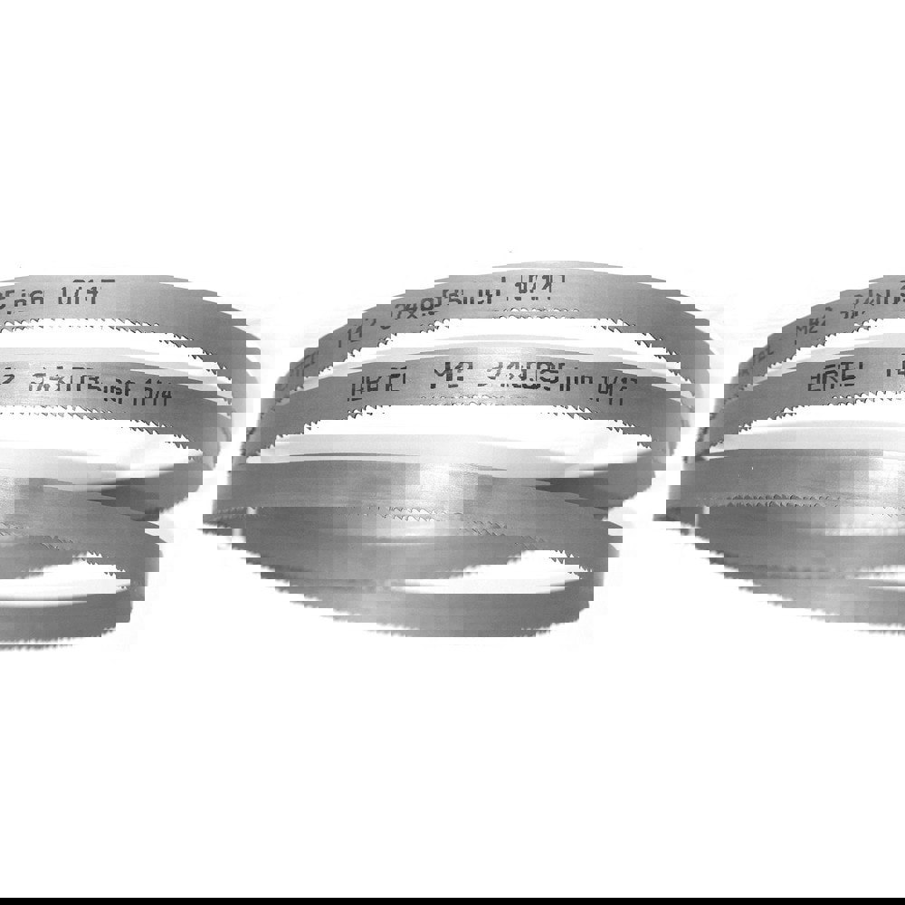 Welded Band Saw Blades; Blade Length (Feet): 11' ; Blade Width (Inch): 3/4in ; Teeth Per Inch: 10-14 ; Blade Material: Bi-Metal ; Tooth Material: M42 High Speed Steel ; Tooth Form: Straight