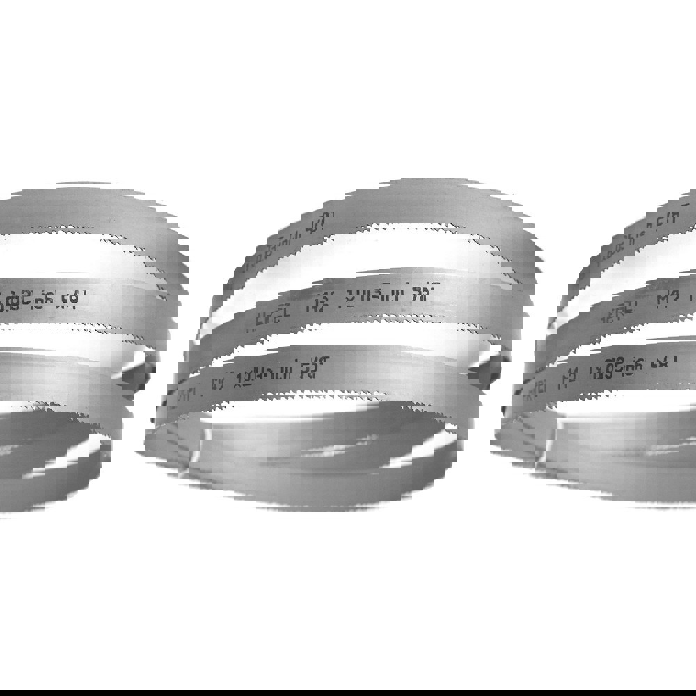 Welded Band Saw Blades; Blade Length (Feet): 12' 6 ; Blade Width (Inch): 1in ; Teeth Per Inch: 5-8 ; Blade Material: Bi-Metal ; Tooth Material: M42 High Speed Steel ; Tooth Form: Straight