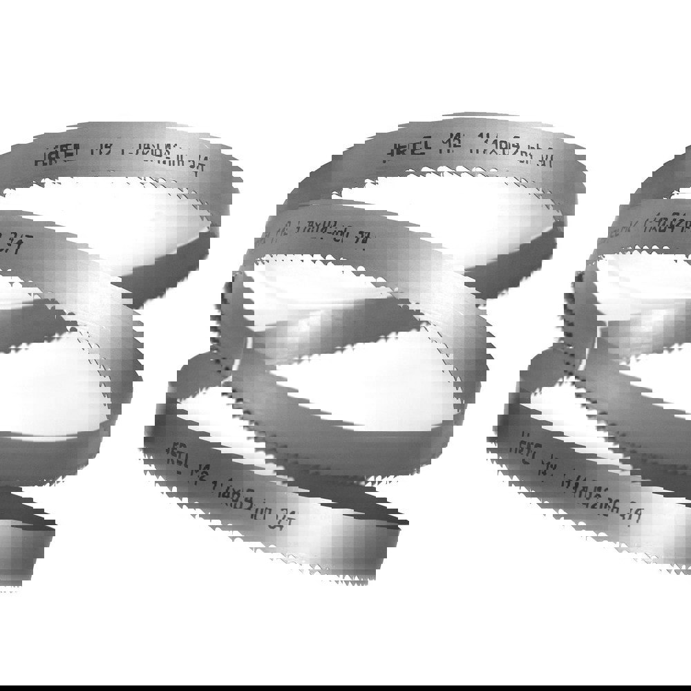 Welded Band Saw Blades; Blade Length (Feet): 12' ; Blade Width (Inch): 1-1/4in ; Teeth Per Inch: 3-4 ; Blade Material: Bi-Metal ; Tooth Material: M42 High Speed Steel ; Tooth Form: Variable