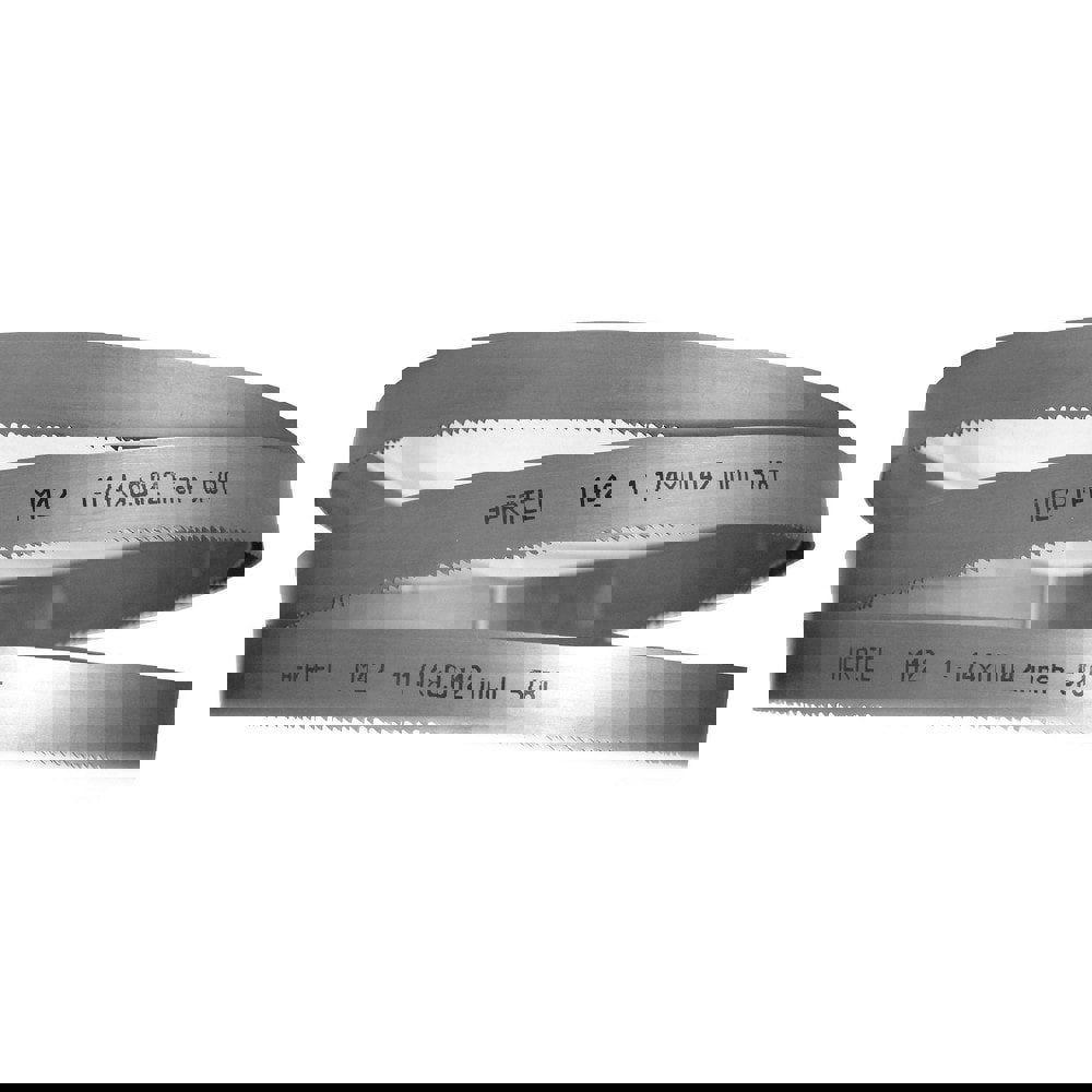 Welded Band Saw Blades; Blade Length (Feet): 12' ; Blade Width (Inch): 1-1/4in ; Teeth Per Inch: 5-8 ; Blade Material: Bi-Metal ; Tooth Material: M42 High Speed Steel ; Tooth Form: Straight