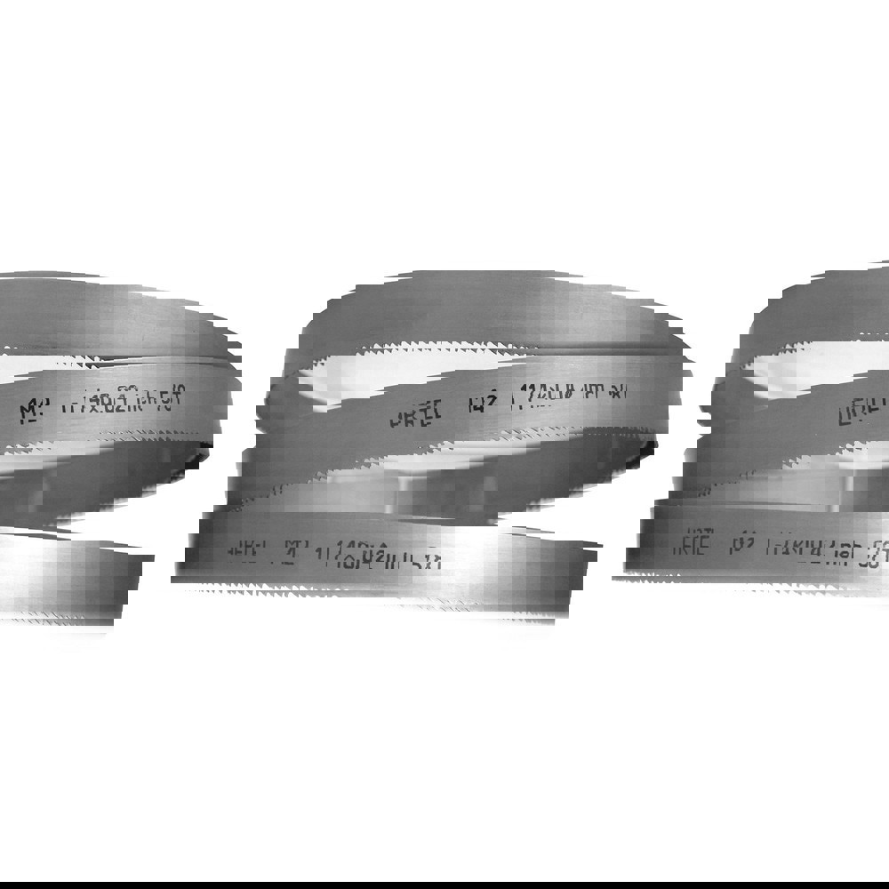 Welded Band Saw Blades; Blade Length (Feet): 12' 6 ; Blade Width (Inch): 1-1/4in ; Teeth Per Inch: 5-8 ; Blade Material: Bi-Metal ; Tooth Material: M42 High Speed Steel ; Tooth Form: Straight