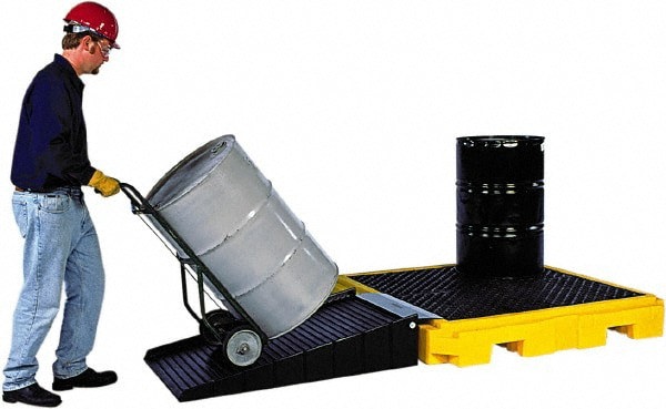 Spill Pallet: 4 Drum, 75 gal, 9,000 lb, Polyethylene