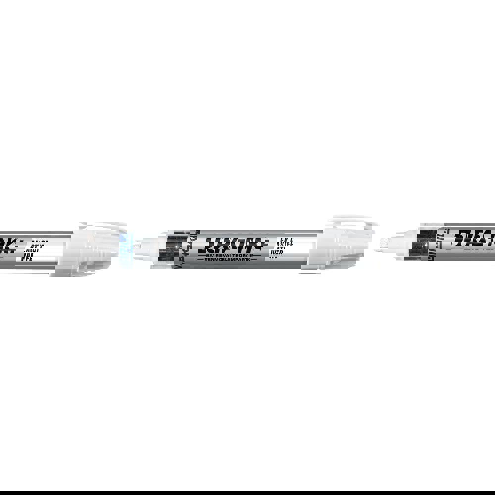 Temporary ink marker that easily removes with water from non-porous surfaces.