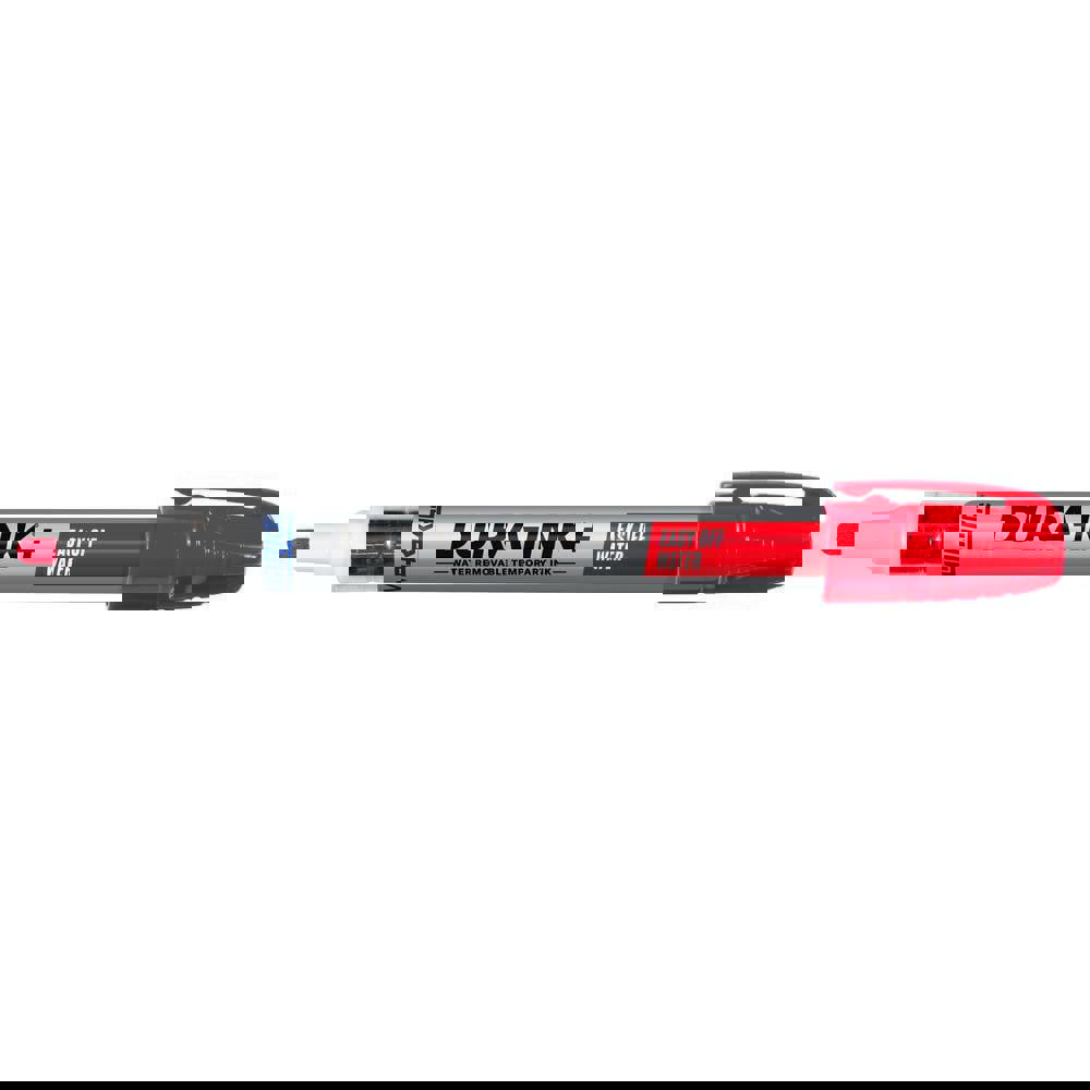 Temporary ink marker that easily removes with water from non-porous surfaces.