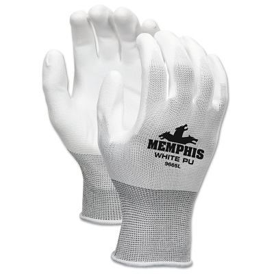 Work Gloves: Memphis 9665, Size Large, Polyurethane-Coated Nylon, General Purpose
