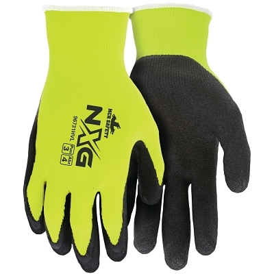 Work Gloves: Memphis 96731HV, Size Large, Latex-Coated Nylon & Polyester, General Purpose