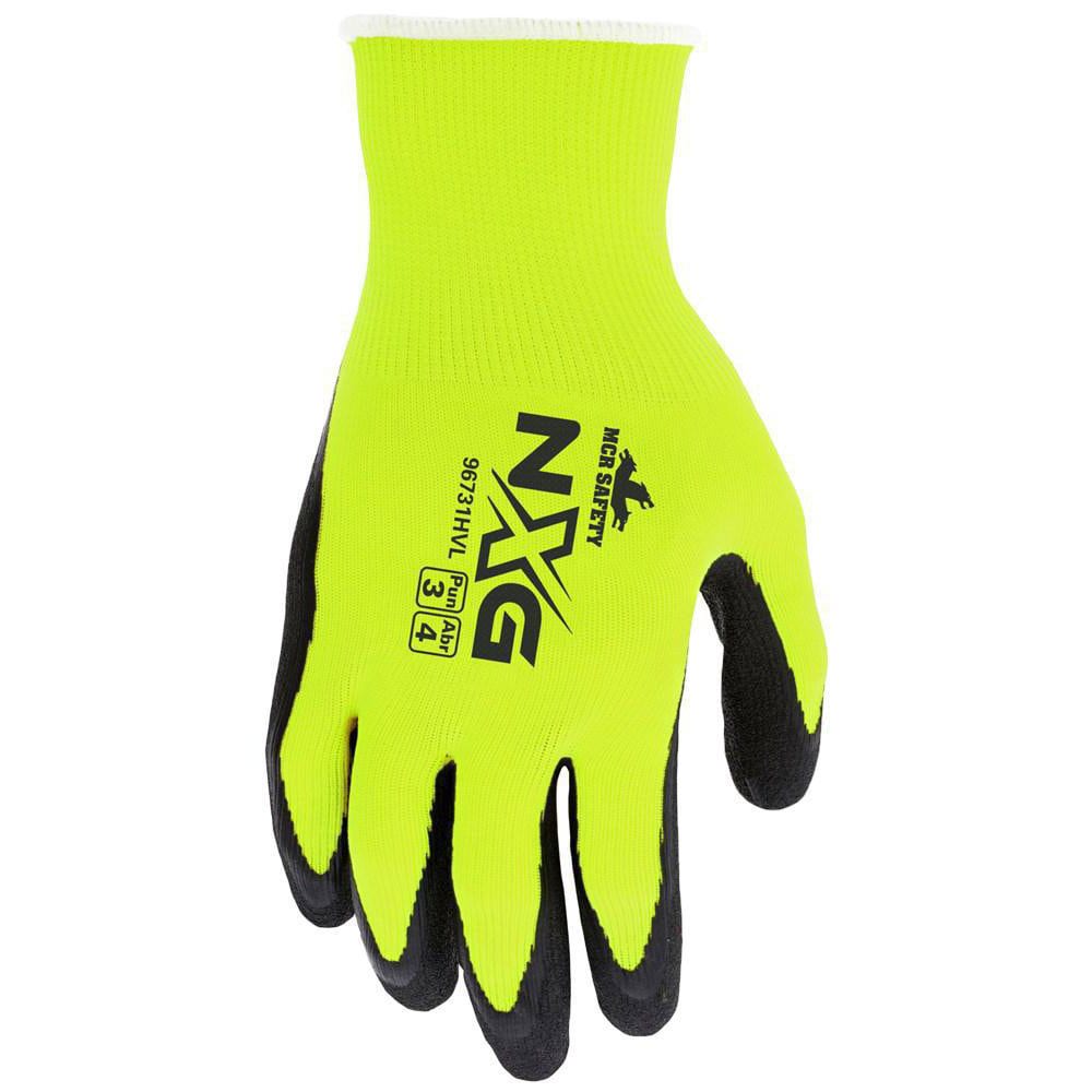 Work Gloves: Memphis 96731HV, Size Medium, Latex-Coated Nylon & Polyester, General Purpose