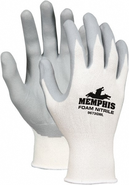 Work Gloves: Memphis 9673GW, Size X-Large, Nitrile-Coated Cut-Resistant