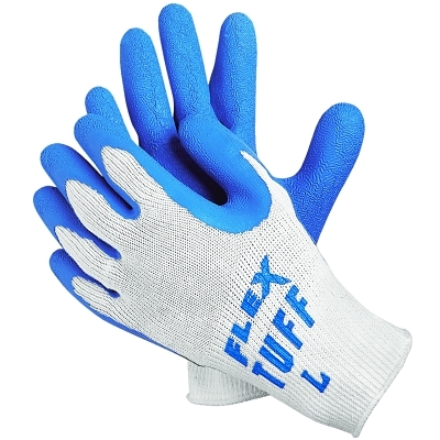 Work Gloves: Flex Tuff 9680, Size Large, Latex-Coated Cotton & Polyester, General Purpose