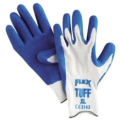 Work Gloves: Flex Tuff 9680, Size X-Large, Latex-Coated Cotton & Polyester, General Purpose