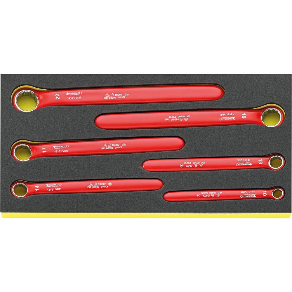 Wrench Sets; System Of Measurement: Metric ; Container Type: Tray ; Wrench Size: 10 to 22 mm ; Material: Alloy Steel; Chrome ; Overall Length: 14.5670 in ; Non-sparking: No