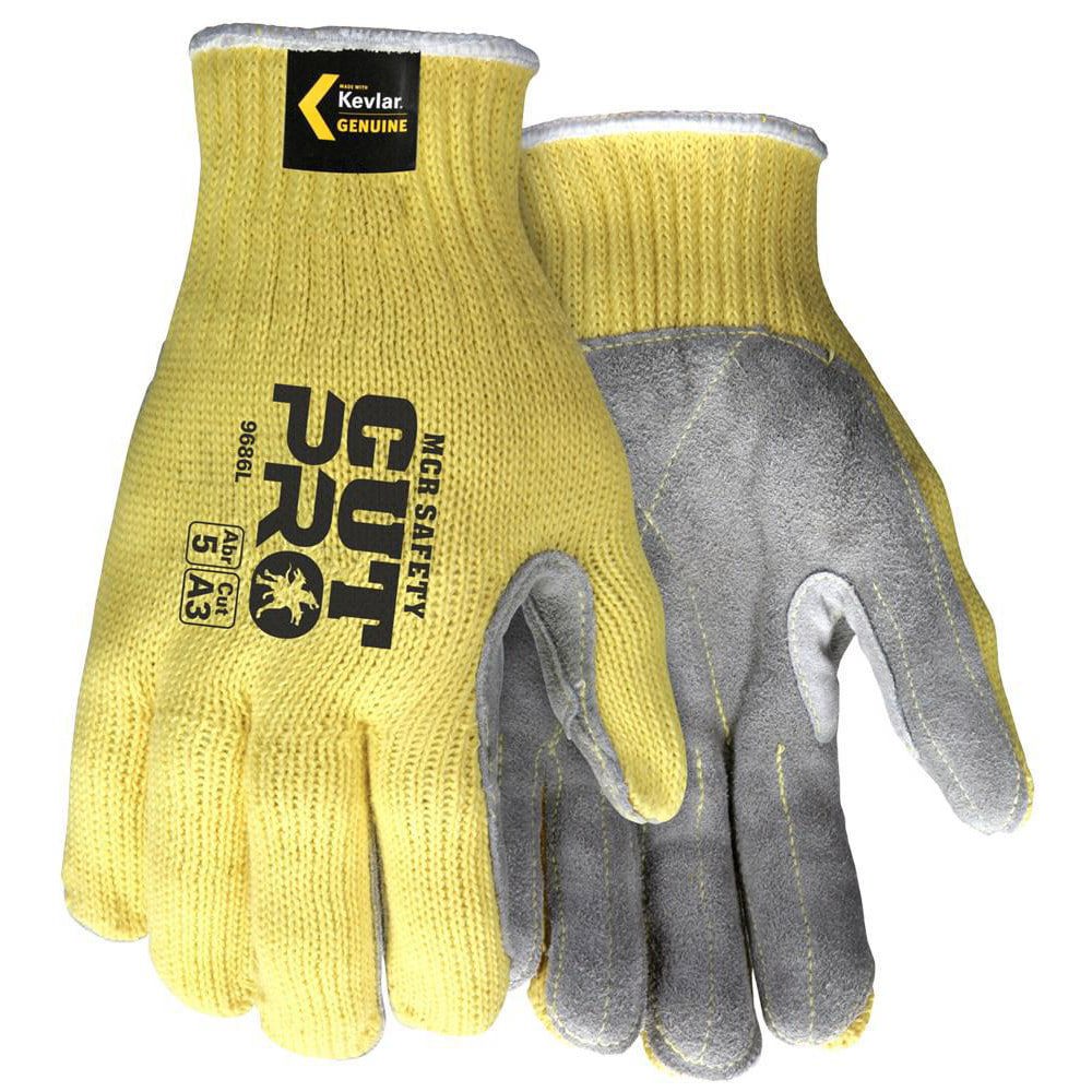 Cut, Puncture & Abrasion-Resistant Gloves: Grip Sharp 9686, Size Small, ANSI Cut A3, ANSI Puncture 4, Leather, Kevlar