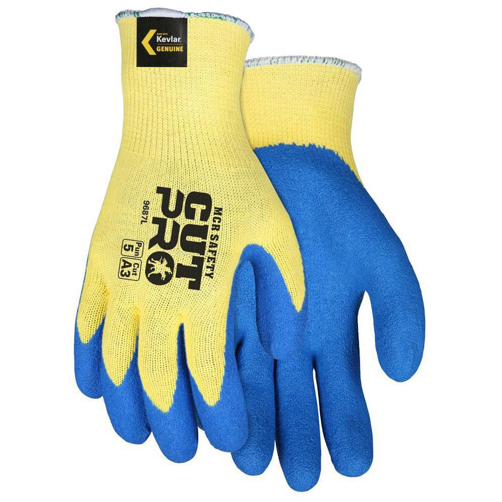 Cut, Puncture & Abrasion-Resistant Gloves: Flex Tuff 9687, Size Medium, ANSI Cut A3, ANSI Puncture 5, Crinkle Latex, Kevlar