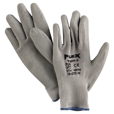 Work Gloves: Flex Tuff II 9688, Size Medium, Latex-Coated Cotton & Polyester, General Purpose