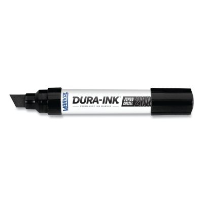 Permanent ink marker with broad chisel tip