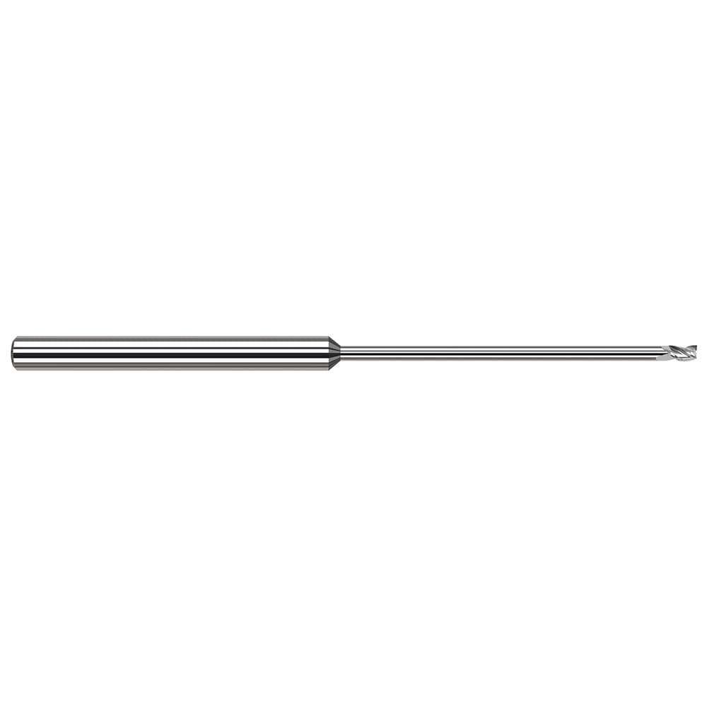 Square End Mill: 1/64'' Dia, 1/32'' LOC, 2.5'' OAL, 3 Flutes, Solid Carbide