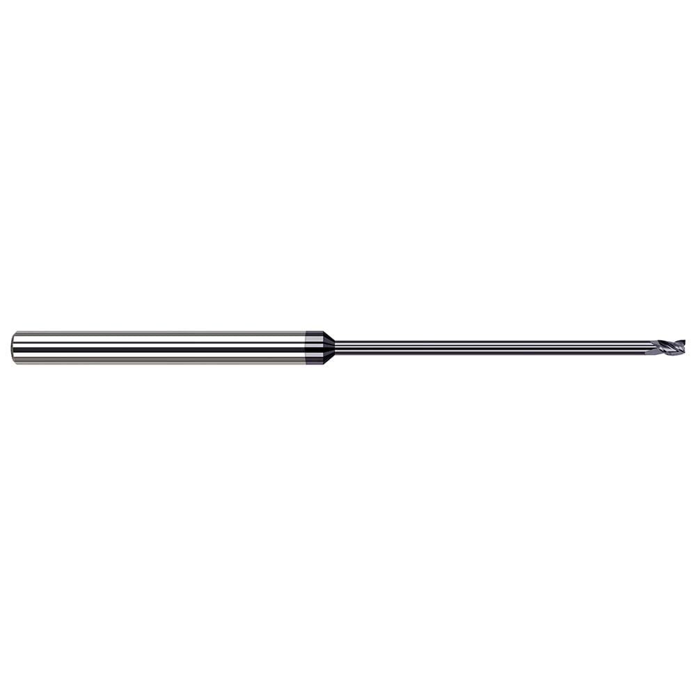 Square End Mill: 1/64'' Dia, 1/32'' LOC, 2.5'' OAL, 3 Flutes, Solid Carbide