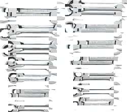 Ratcheting Combination Wrench Set: 7 Pc, 1/2