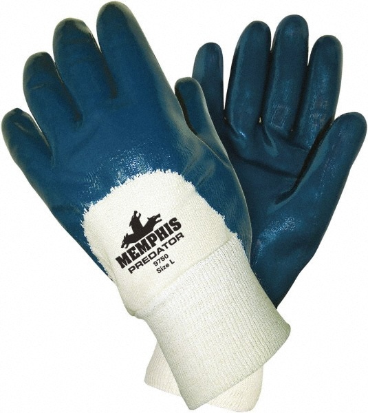 Chemical Resistant Gloves: Predator Size Large, 18.00 mil, Nitrile, Supported