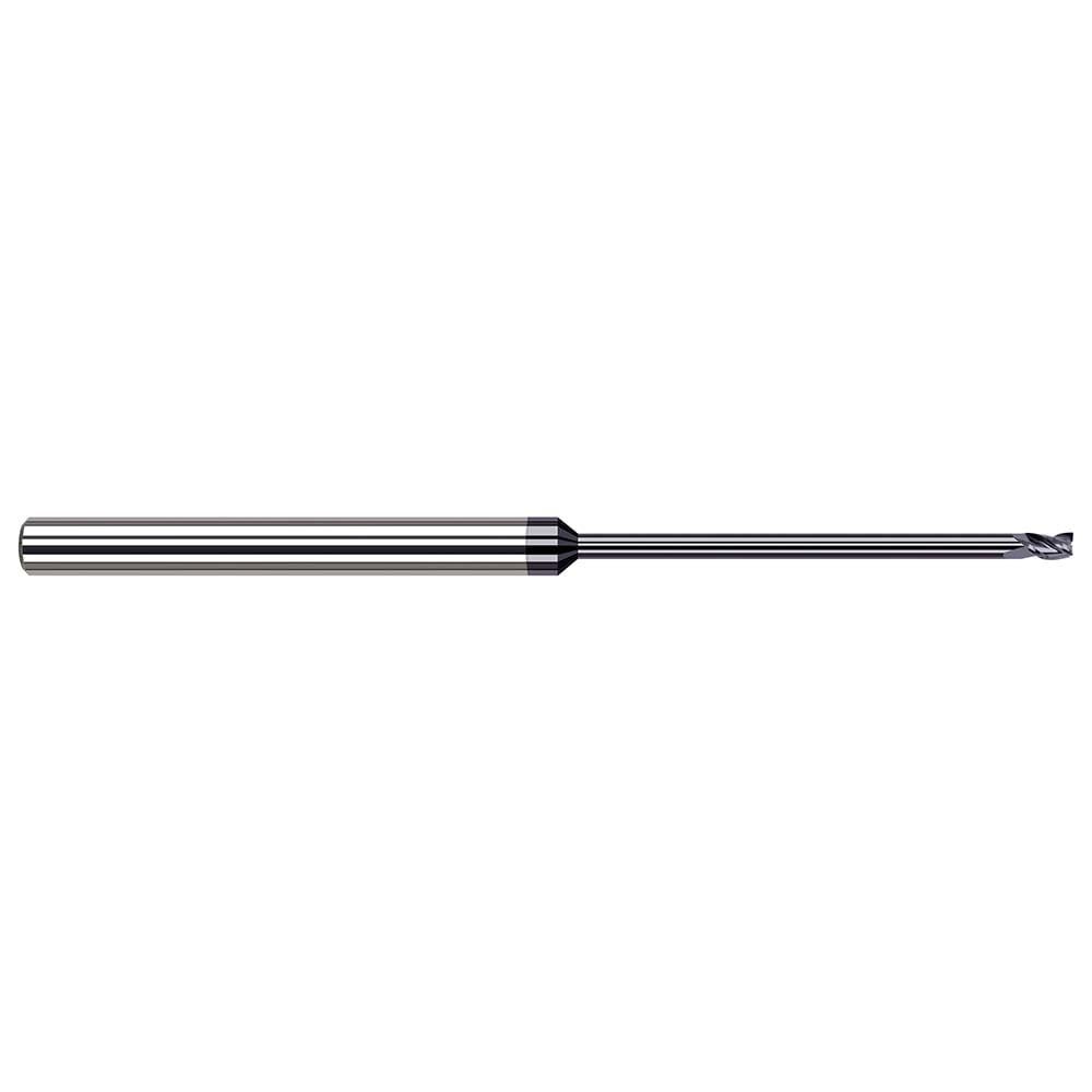 Square End Mill: 1/32'' Dia, 0.045'' LOC, 1/8'' Shank Dia, 2-1/2'' OAL, 3 Flutes, Solid Carbide
