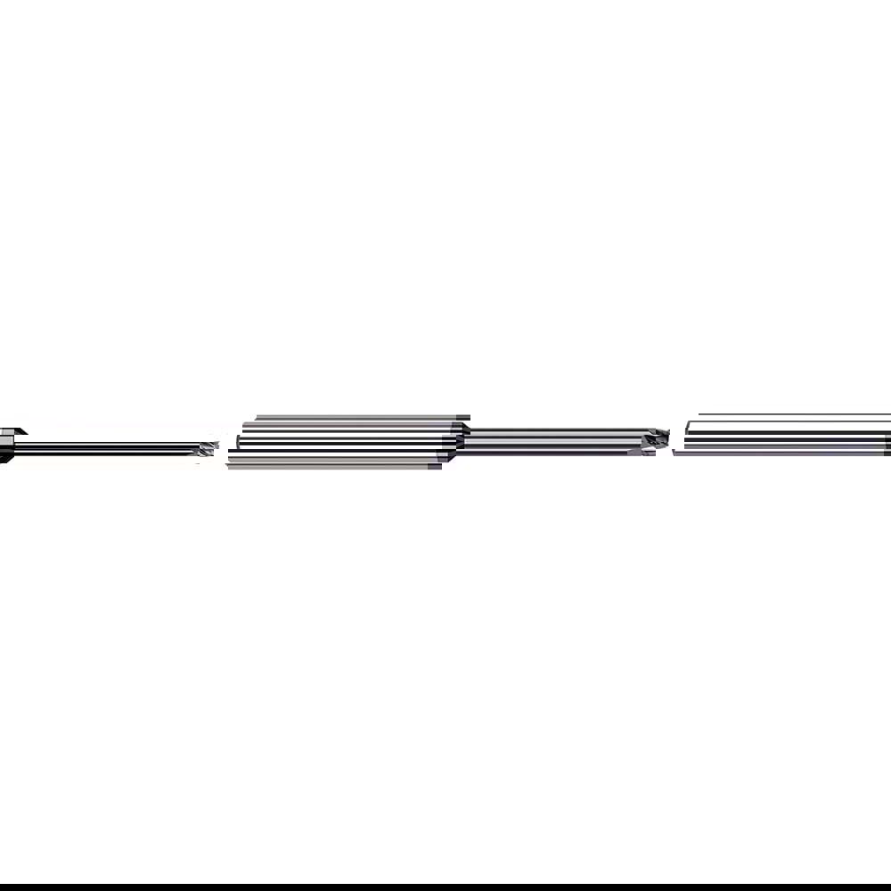 Square End Mill: 3/64'' Dia, 0.07'' LOC, 1/8'' Shank Dia, 2-1/2'' OAL, 3 Flutes, Solid Carbide