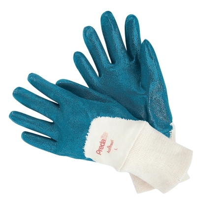 Work Gloves: Predalite 9780, Size Large, Nitrile-Coated Nitrile, General Purpose