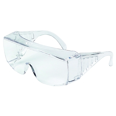 Safety Glasses: Uncoated, Polycarbonate, Clear Lenses, Full-Framed
